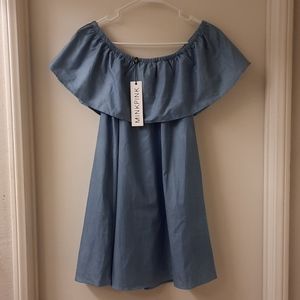 NWT, Revolve Minkpink Blue French Twist Off the Shoulder Dress